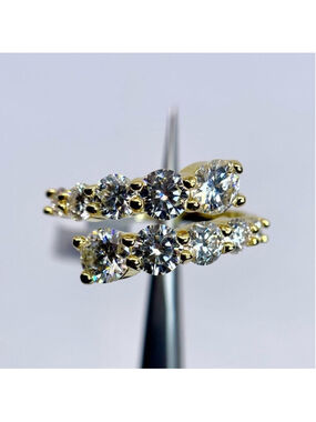 Adjustable Bypass Moissanite Ring Yellow Gold Over 925 Silver Open Band GRA
